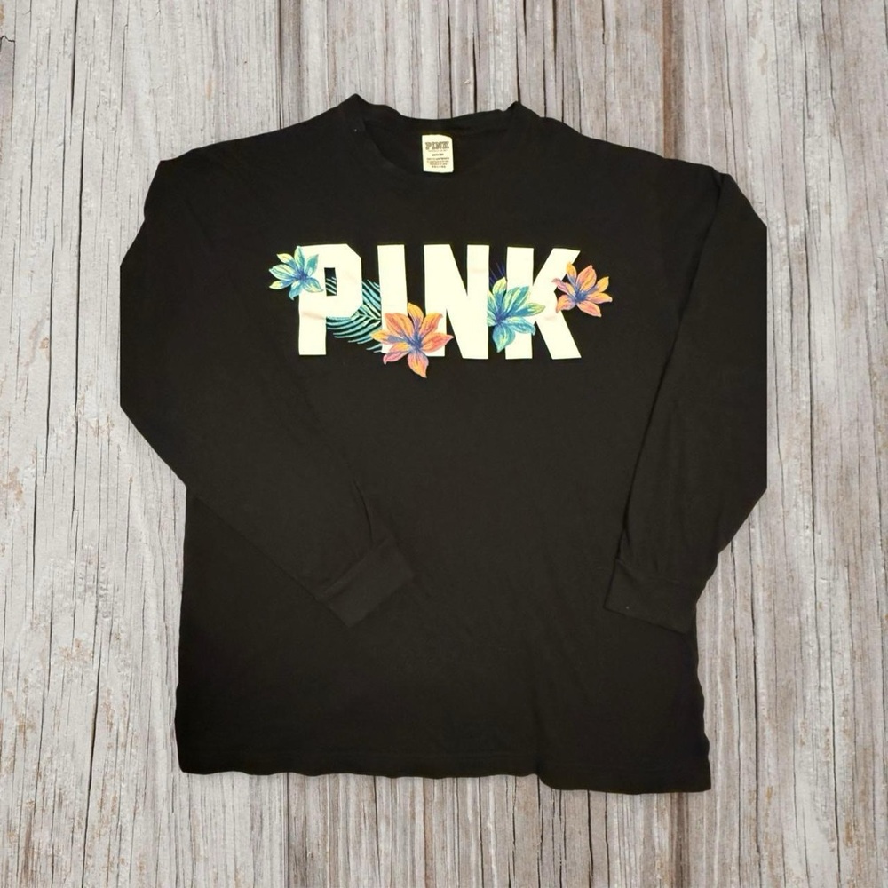 Victoria's Secret Black Floral PINK Long Sleeve
